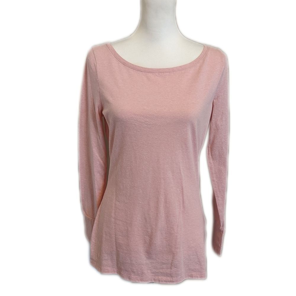 Bongo soft pink long sleeve tee t-shirt, cotton/poly blend, scoop neck L